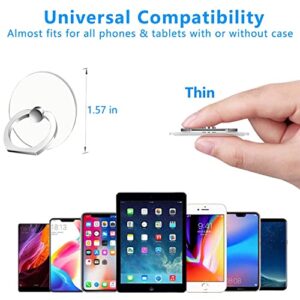 Kinizuxi Cell Phone Ring Holder Stand 5 Pack Silver, Transparent Phone Ring Holder Grip Finger Kickstand, 360° Rotation Phone Ring for Phone Cases