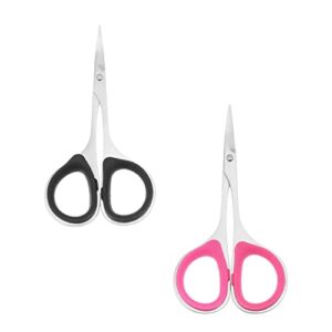 nc 2 pieces sewing and embroidery scissors curved, sharp, stainless-steel design | precision tips, ergonomic rubber handle grip small, compact diy use, pink, black