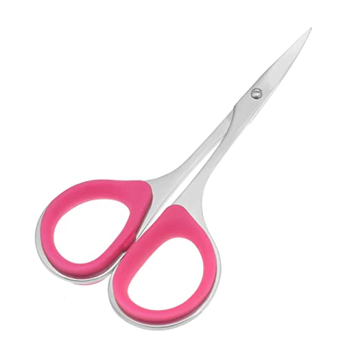 NC 2 Pieces Sewing and Embroidery Scissors Curved, Sharp, Stainless-Steel Design | Precision Tips, Ergonomic Rubber Handle Grip Small, Compact DIY Use, Pink, Black
