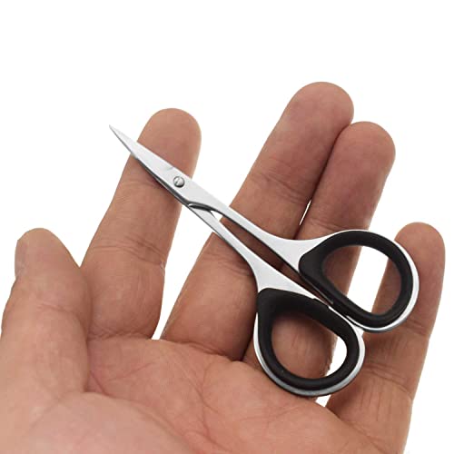 NC 2 Pieces Sewing and Embroidery Scissors Curved, Sharp, Stainless-Steel Design | Precision Tips, Ergonomic Rubber Handle Grip Small, Compact DIY Use, Pink, Black