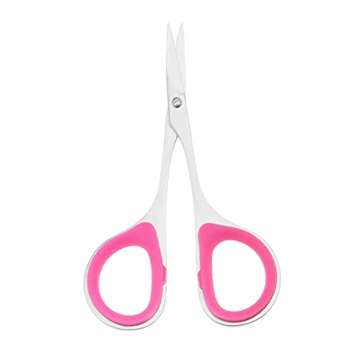 NC 2 Pieces Sewing and Embroidery Scissors Curved, Sharp, Stainless-Steel Design | Precision Tips, Ergonomic Rubber Handle Grip Small, Compact DIY Use, Pink, Black