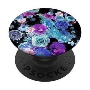 vintage floral purple and blue flowers phone popper popsockets swappable popgrip