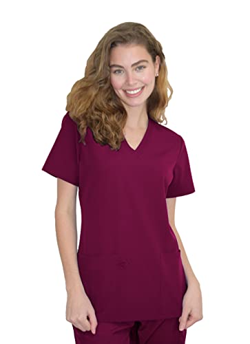 GT Performance Women Medical Nursing Scrub Top GT 4FLEX-Berry/Wine-Medium