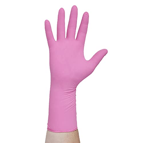HALYARD PINK UNDERGUARD Nitrile Exam Gloves, Powder-Free, 4.7 mil, Extended 12" Cuff, Pink, X-Small, 47452 (Box of 100)