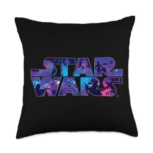 star wars logo 90s galaxy throw pillow