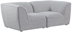 meridian furniture miramar collection modern | contemporary linen textured upholstered modular sofa, 76" w x 38" d x 28.5" h, grey