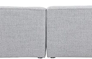 Meridian Furniture Miramar Collection Modern | Contemporary Linen Textured Upholstered Modular Sofa, 76" W x 38" D x 28.5" H, Grey