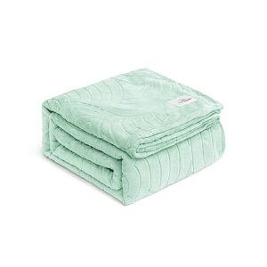 softbear mint green throw blanket flannel fleece semi-circular pattern, soft, fluffy, plush and warm blanket for bed, couch, sofa, camping