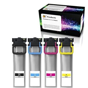 ocproducts remanufactured ink cartridge replacement 4 pack for epson t902xl for wf-c5210 wf-c5290 wf-c5710 wf-c5790, cyan