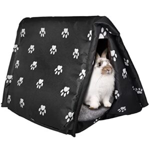 fhiny foldable rabbit tent bed, weatherproof bunny warm house guinea pig hideout cage accessories for bunny guinea pigs chinchilla ferrets rats kitten or other small animals