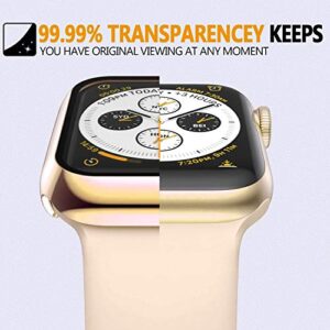 HANKN 2 Pack 45mm Tempered Glass Case Compatible with Apple Watch Series 9 8 7 45mm Tempered Glass Screen Protector Case, Plated Hard PC Cover Shockproof Iwatch Bumper (45mm, Gold+Gold)