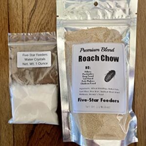 Premium Roach/Cricket Chow and Water Crystal Combos by Five-Star Feeders (1/2 lb. Roach Chow and 1 oz. Water Crystals)
