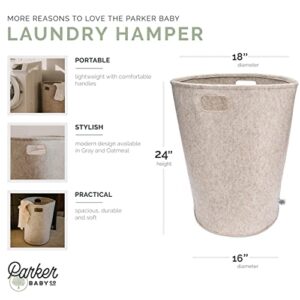 Parker Baby Nursery Laundry Hamper - Felt Storage Basket and Baby Hamper for Nursery (Oatmeal)