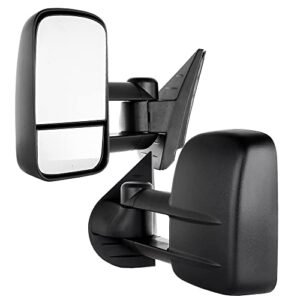 feiparts tow mirrors towing mirrors fit for 2008-2013 for chevy silverado for gmc sierra 1500/2500 hd/3500 towing mirrors with left right side manual black no heated no light manual telescoping