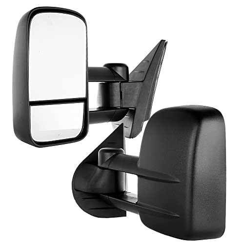 FEIPARTS Tow Mirrors Towing Mirrors Fit for 2008-2013 for Chevy Silverado for GMC Sierra 1500/2500 HD/3500 Towing Mirrors with Left Right Side Manual Black No Heated No Light Manual Telescoping