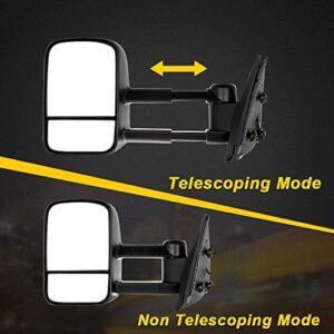 FEIPARTS Tow Mirrors Towing Mirrors Fit for 2008-2013 for Chevy Silverado for GMC Sierra 1500/2500 HD/3500 Towing Mirrors with Left Right Side Manual Black No Heated No Light Manual Telescoping