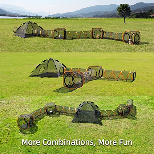 ITENT Cat Play Tunnel + Cube(with Three Ways) for Indoor and Outdoor, Cat Play House, Cat Enclosures, Collapsible Cat Cube, Tunnel, Cat Toys Easy to Connect with Cat Tent