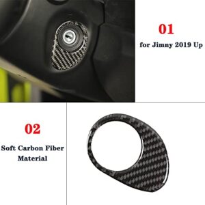 JUNLELI Ignition Switch Decorative Trim Stickers for Suzuki Jimny 2019 2020 2021 2022 2023 JB43 JB64 JB74 Car Interior Accessories Soft Carbon Fiber