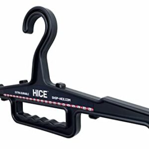 HICE Heavy Duty Standard Hanger | Set of 2 | 150 lb Load Capacity | Durable High Impact Resin | for Heavy Hunting Gear, Wetsuits, Coats, Dress Shirts, Motorcycle Jackets, Bulky Clothing (Black)