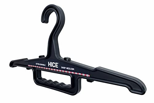 HICE Heavy Duty Standard Hanger | Set of 2 | 150 lb Load Capacity | Durable High Impact Resin | for Heavy Hunting Gear, Wetsuits, Coats, Dress Shirts, Motorcycle Jackets, Bulky Clothing (Black)