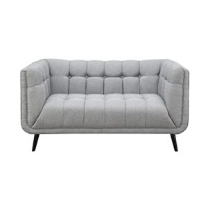 ac pacific sara button tufted upholstered living room loveseat, gray