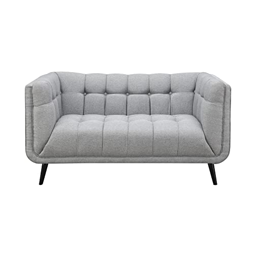 AC Pacific Sara Button Tufted Upholstered Living Room Loveseat, Gray