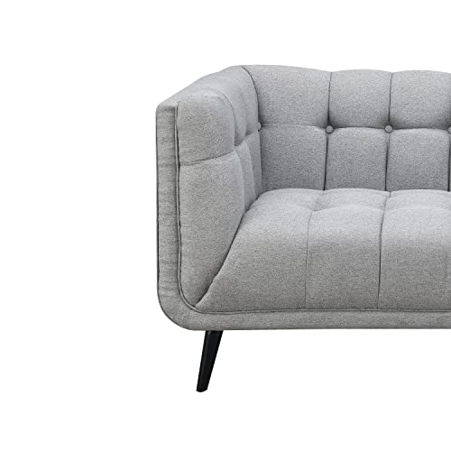 AC Pacific Sara Button Tufted Upholstered Living Room Loveseat, Gray