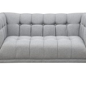 AC Pacific Sara Button Tufted Upholstered Living Room Loveseat, Gray