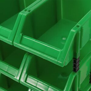 HOIGON 12 Pack Garage Storage Tool Bin, Green Plastic Hanging Stacking Stackable Organizer Storage Rack for Hardware Tools Organization, Workshop, Small Parts, 7.09 x 4.72 x 3.15 Inch