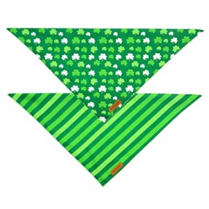 Realeaf St. Patrick's Day Dog Bandanas 2 Pack, Triangle Reversible Pet Scarf for Boy and Girl, Premium Durable Fabric, Multiple Sizes Offered, Bandana for Medium and Large Dogs (Large)