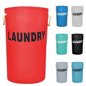 fengle 85l large laundry basket (4 colors),waterproof laundry hamper, laundry bag with padded handles, clothes hamper stands up well, collapsible laundry basket easy storage (1 section, red)