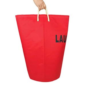 FENGLE 85L Large Laundry Basket (4 Colors),Waterproof Laundry Hamper, Laundry Bag with Padded Handles, Clothes Hamper Stands Up Well, Collapsible Laundry Basket Easy Storage (1 section, red)