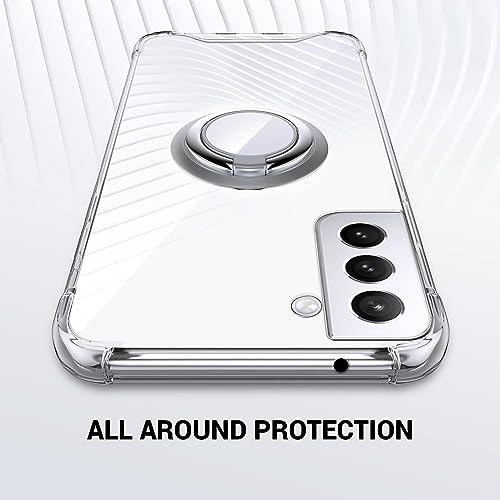 Silverback for Samsung Galaxy S22 Case Clear with Ring Kickstand, Protective Shock -Absorbing Bumper Shockproof Phone Case for Galaxy S22 -Clear