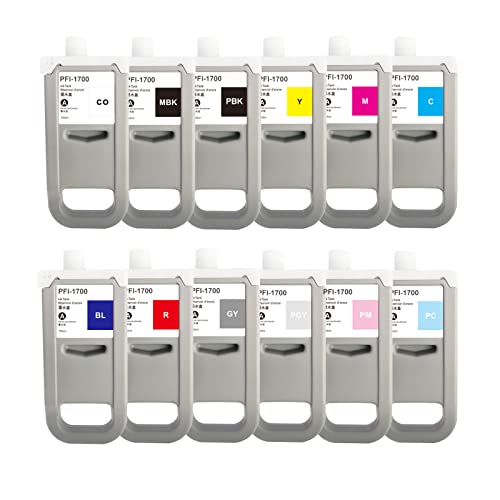 Primer Ink PFI-1700 Compatible Ink Cartridge Replacement for Canon PFI-1700 for imagePROGRAF Pro2000,2100 Pro 4000s,4100,6000s,6100,6100S,4100S Printers (700ML Photo Black Pigment)