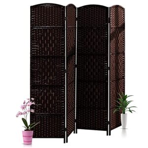 divider room panel, 4 panel 6 ft folding privacy screens, freestanding hinged room dividers (brown)