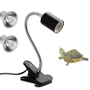 Yecherate (2bulbs Included) Reptile Heat Lamp Reptile Light with Holder&Switch, UVA UVB Reptile Lamp Adjustable with Fixture for Lizard Turtle Snake Amphibian&Aquariaum Accessories