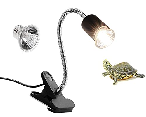 Yecherate (2bulbs Included) Reptile Heat Lamp Reptile Light with Holder&Switch, UVA UVB Reptile Lamp Adjustable with Fixture for Lizard Turtle Snake Amphibian&Aquariaum Accessories