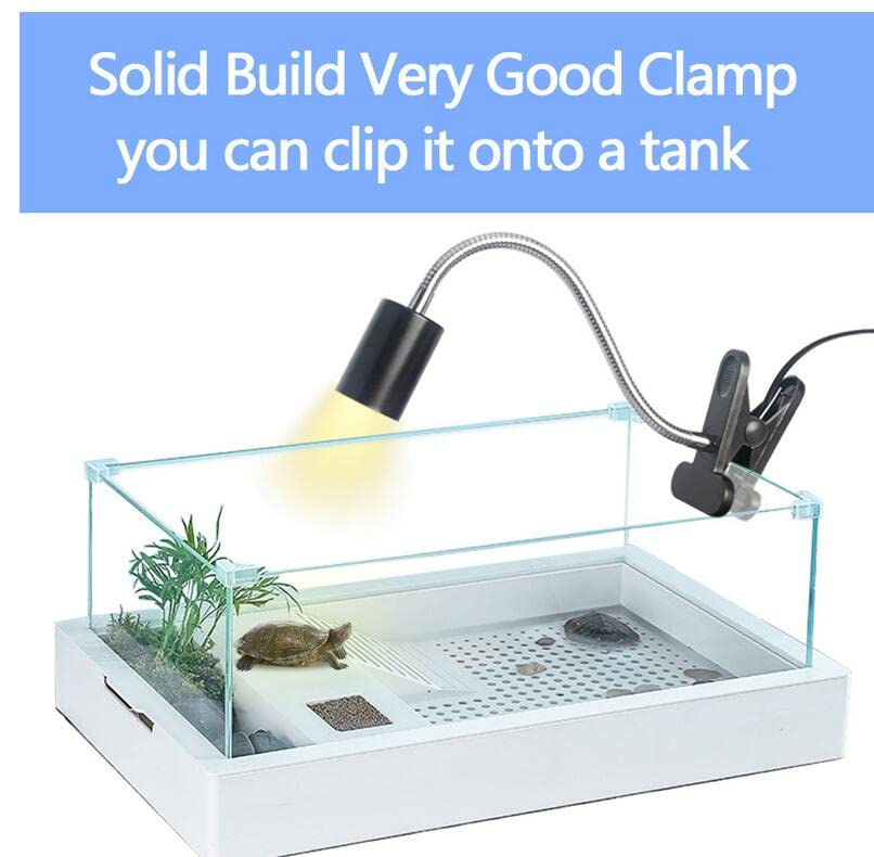 Yecherate (2bulbs Included) Reptile Heat Lamp Reptile Light with Holder&Switch, UVA UVB Reptile Lamp Adjustable with Fixture for Lizard Turtle Snake Amphibian&Aquariaum Accessories