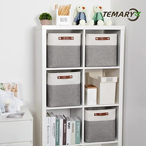 Temary 12 Inch Storage Baskets Foldable Fabric Storage Cubes 10PCs Storage Bins Organizer with Handles, Baskets for Organizing Clothes, Toys, Towels