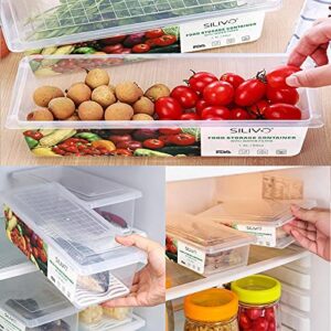 SILIVO 6 Pack Produce Saver Refrigerator Organizer Bins for Fruits and Vegetables- 3 Pack 1.5L + 3 Pack 2.5L