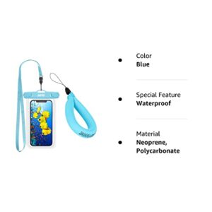 JOTO 1 Universal Waterproof Pouch + 1 Floating Wrist Strap for Camera iPhone 14 Plus 14 Pro Max iPhone 13 Pro Max Mini 12 11 Pro Max Xs Max XR X 8 7 6S Plus SE Galaxy S20 Ultra S10 up to 7" –Blue