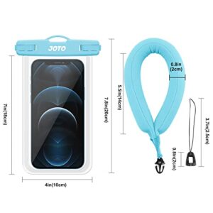 JOTO 1 Universal Waterproof Pouch + 1 Floating Wrist Strap for Camera iPhone 14 Plus 14 Pro Max iPhone 13 Pro Max Mini 12 11 Pro Max Xs Max XR X 8 7 6S Plus SE Galaxy S20 Ultra S10 up to 7" –Blue