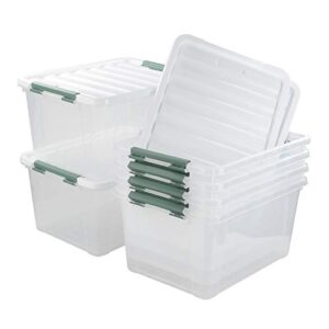 Innouse Plastic Latch Storage Box, 35 Quart, Pack of 6, Large Clear Plastic Bins