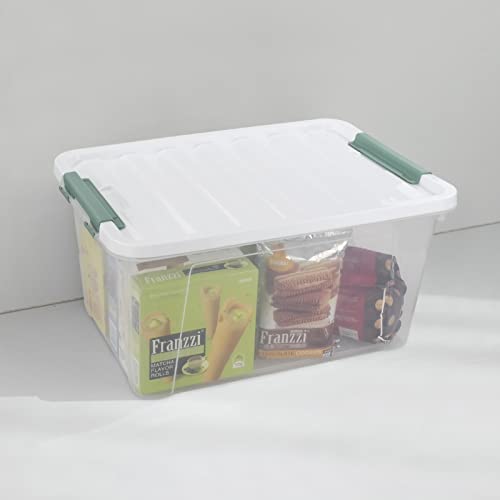 Innouse Plastic Latch Storage Box, 35 Quart, Pack of 6, Large Clear Plastic Bins