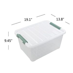 Innouse Plastic Latch Storage Box, 35 Quart, Pack of 6, Large Clear Plastic Bins