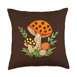 merry mushrooms vintage, 70s retro kitchen throw pillow, 18x18, multicolor
