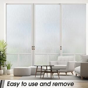 Viseeko Window Privacy Film: Frosted Glass Window Film Non-Adhesive Static Cling Window Film Sun Blocking Removable Room Decor for Bathroom Home Office (Silver, 35.4 x 77.7Inches)