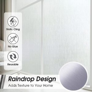 Viseeko Window Privacy Film: Frosted Glass Window Film Non-Adhesive Static Cling Window Film Sun Blocking Removable Room Decor for Bathroom Home Office (Silver, 35.4 x 77.7Inches)