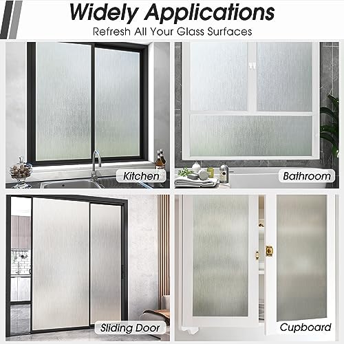 Viseeko Window Privacy Film: Frosted Glass Window Film Non-Adhesive Static Cling Window Film Sun Blocking Removable Room Decor for Bathroom Home Office (Silver, 35.4 x 77.7Inches)