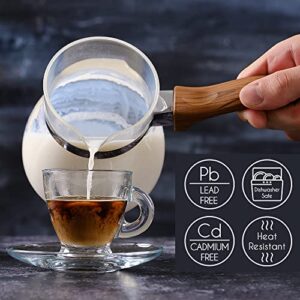 Crystalia Turkish Coffee Pot Borosilicate Glass, Stovetop Tea Maker, Greek Coffee Cezve Briki, Heat Resistant Milk Warmer, Hot Chocolate or Butter Melting Pot, Coffee Server with Handle